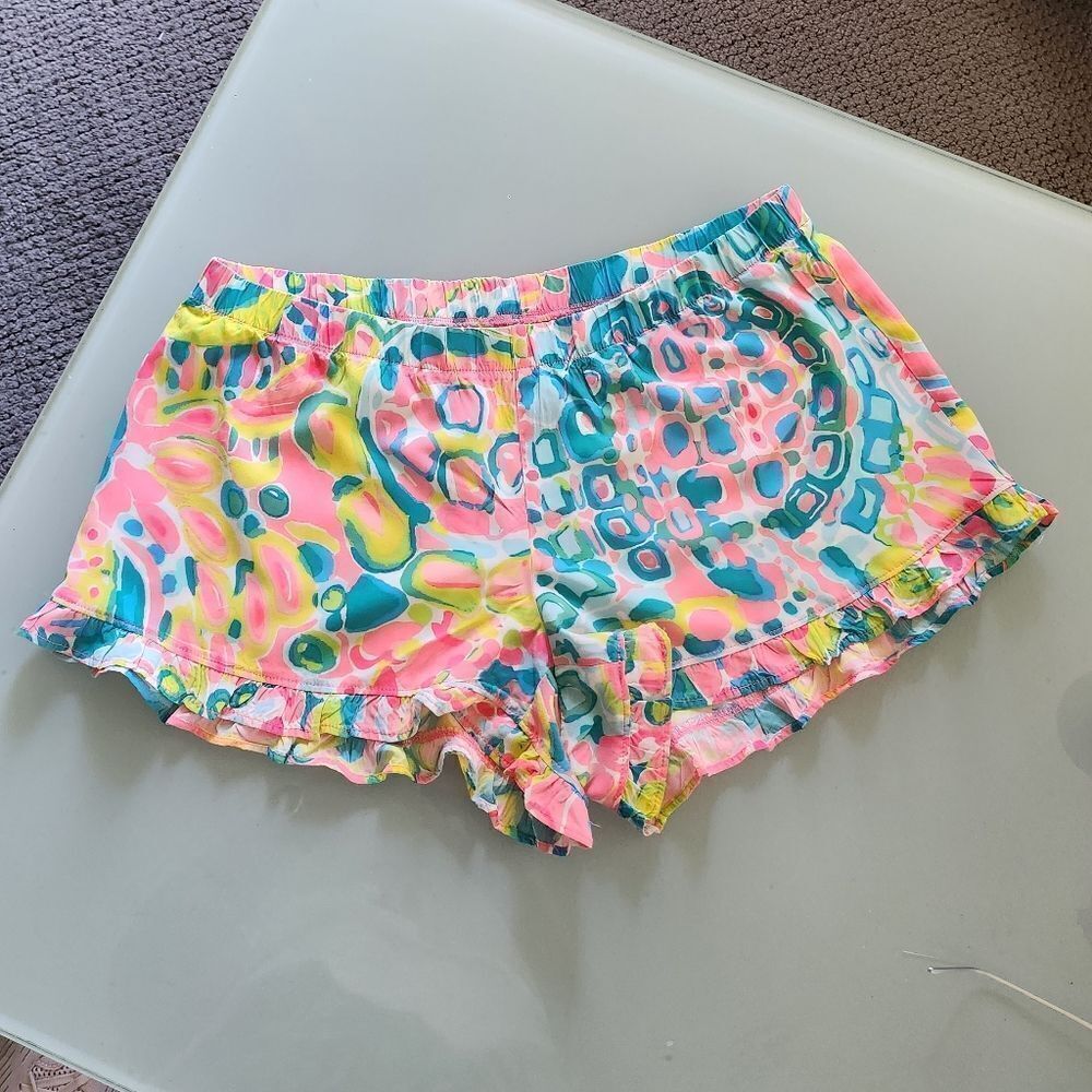 Lilly Pulitzer Kya Ruffled Bay Breeze Resort Wear Beachy Shorts Size Medium